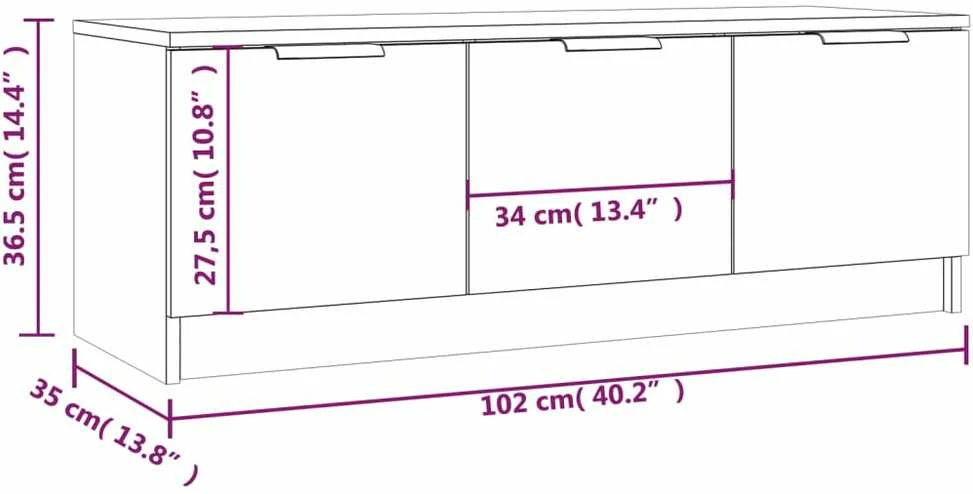TV staliukas Televizoriaus spintelė, betono pilka, 102x35x36,5cm, mediena