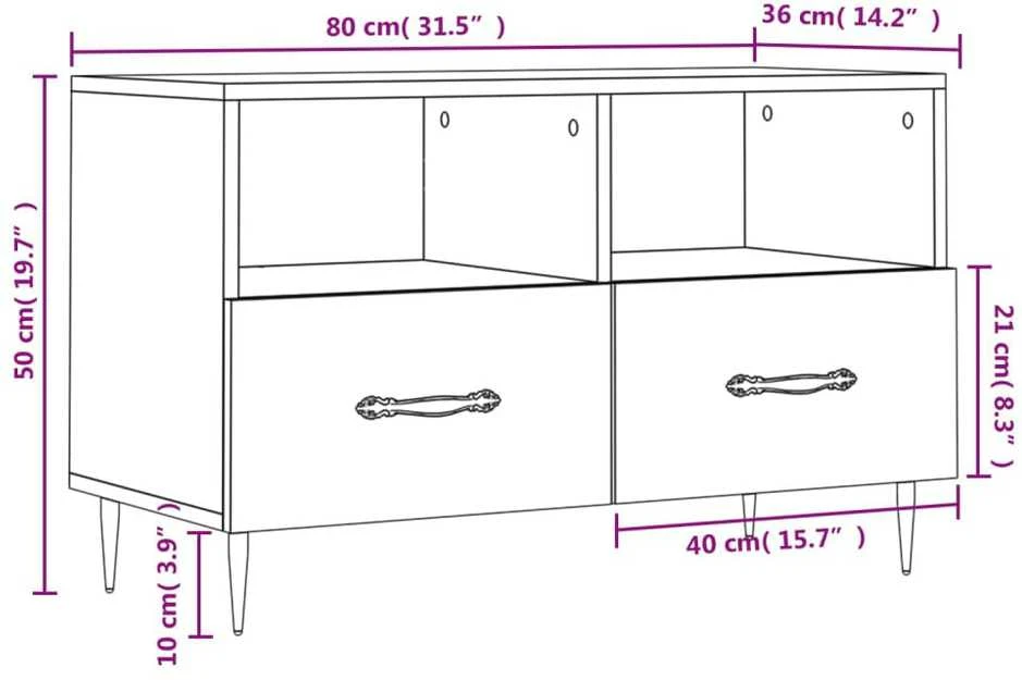 TV staliukas Televizoriaus spintelė, betono pilka, 80x36x50cm, mediena