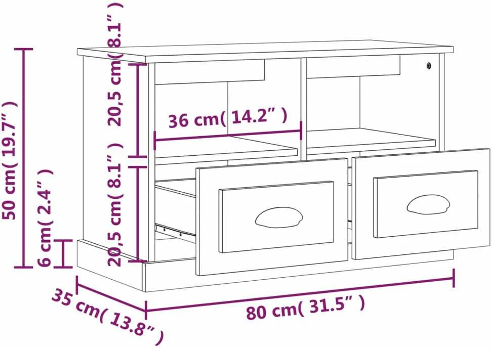 TV staliukas Televizoriaus spintelė, betono pilka, 80x35x50cm, mediena