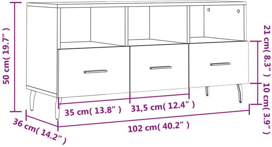TV staliukas Televizoriaus spintelė, betono pilka, 102x36x50cm, mediena