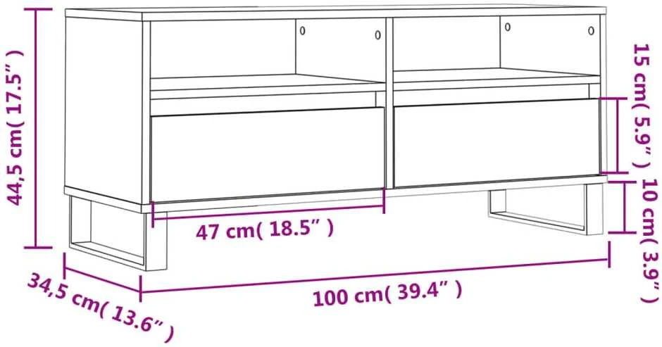 TV staliukas Televizoriaus spintelė, dūminė, 100x34,5x44,5cm, mediena