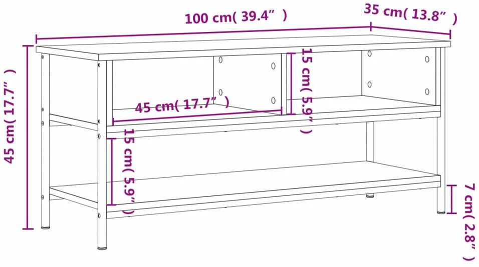 TV staliukas Televizoriaus spintelė, dūminio ąžuolo, 100x35x45cm, mediena