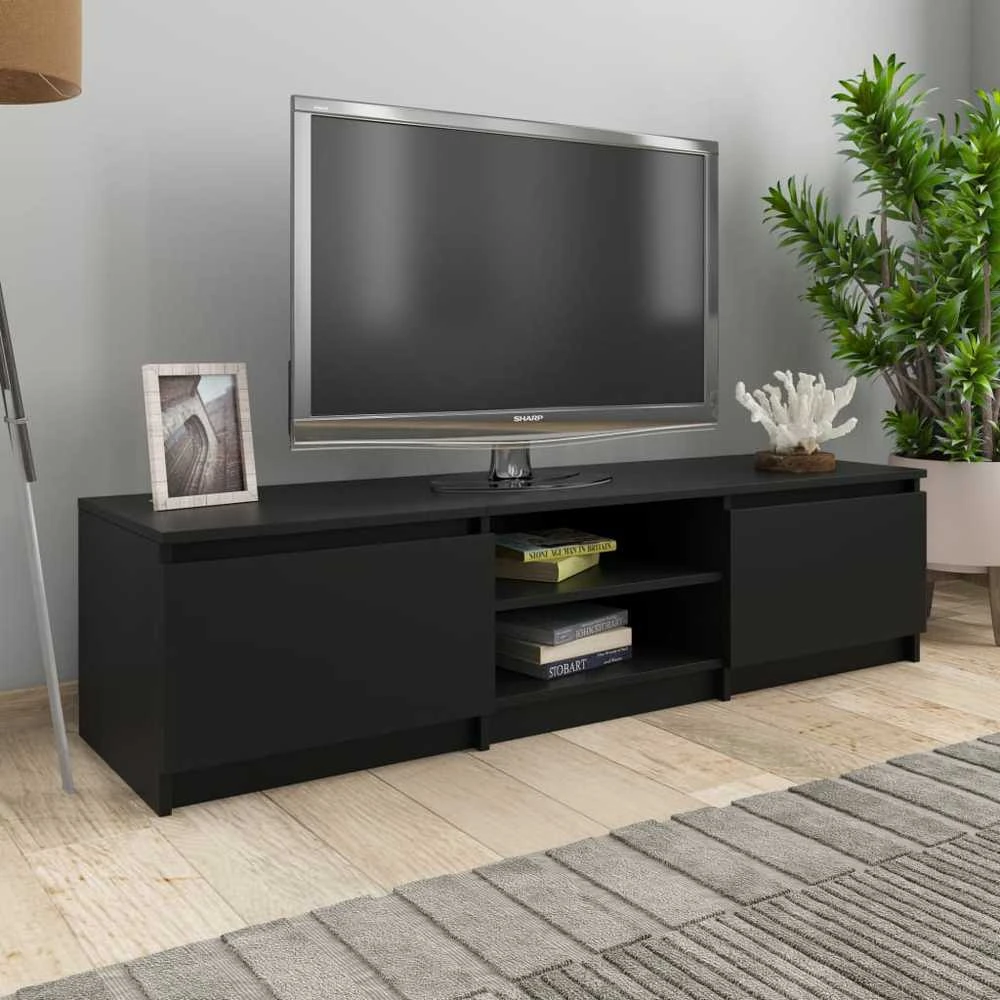 TV staliukas Televizoriaus spintelė, juoda, 140x40x35,5cm, apdirbta mediena