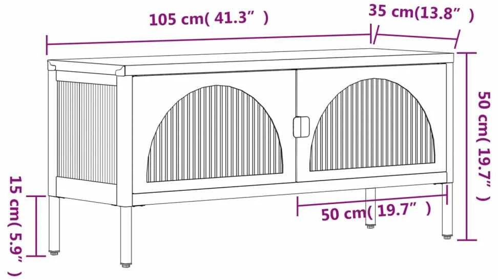TV staliukas Televizoriaus spintelė, juoda, 105x35x50cm, stiklas ir plienas