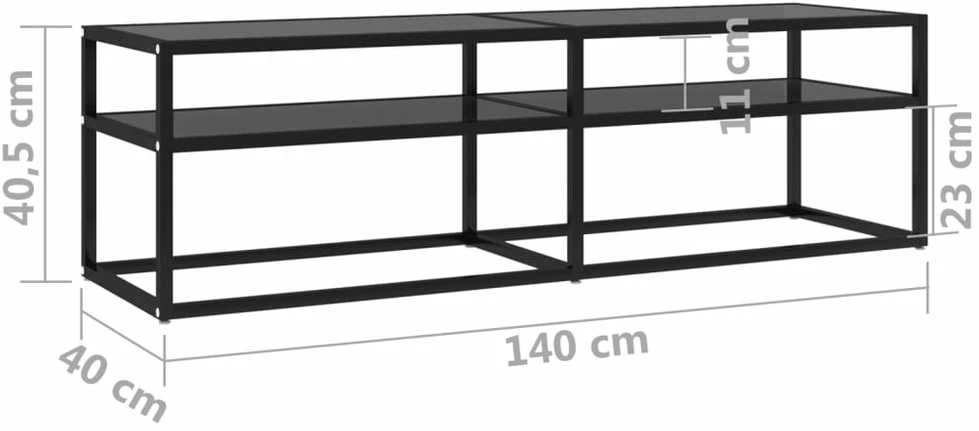 TV staliukas Televizoriaus spintelė, juoda, 140x40x40,5cm, grūdintas stiklas