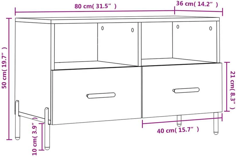TV staliukas Televizoriaus spintelė, juodos spalvos, 80x36x50cm, mediena