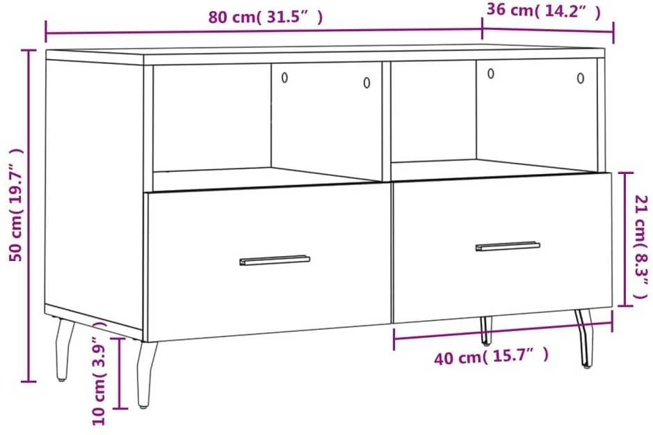 TV staliukas Televizoriaus spintelė, juodos spalvos, 80x36x50cm, mediena