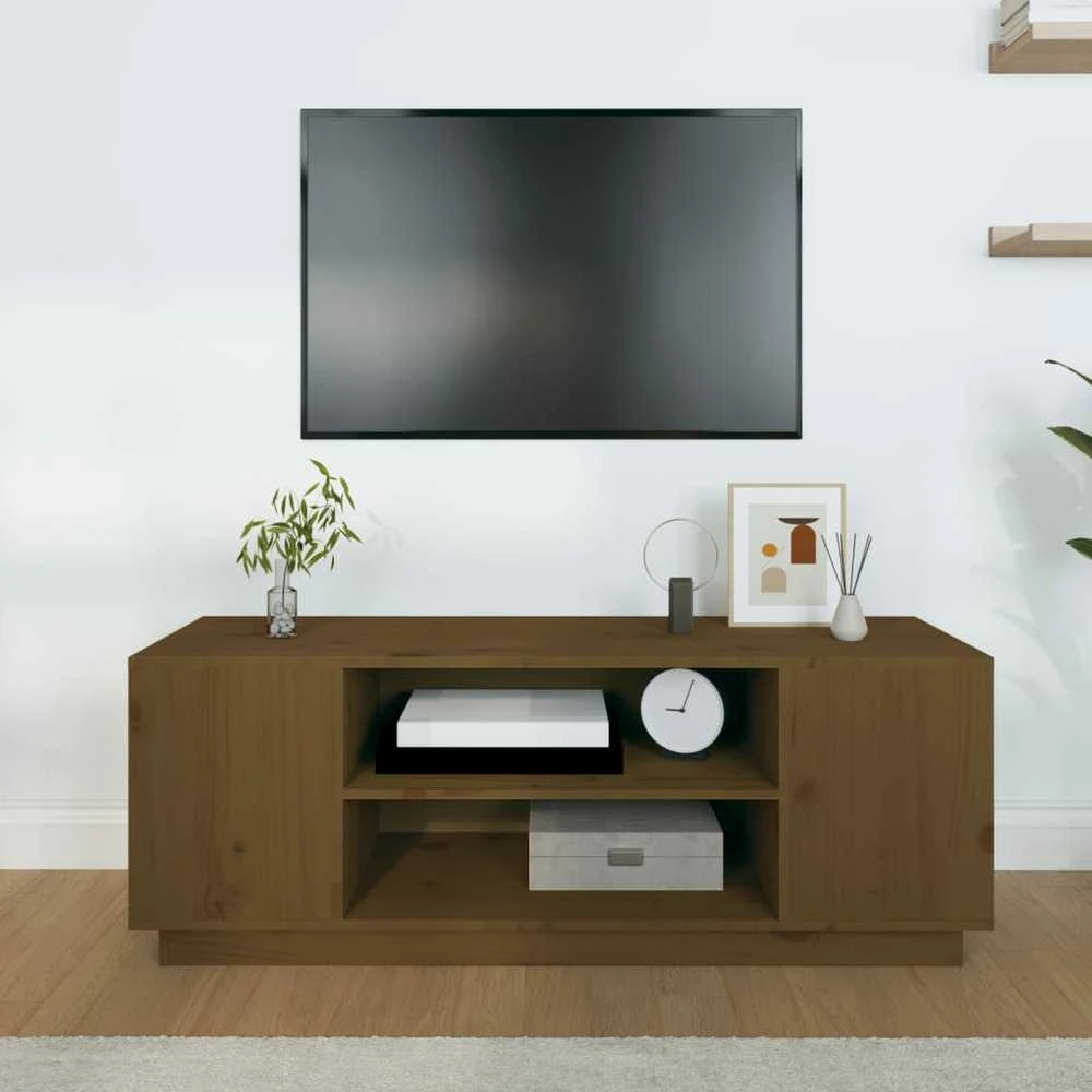 TV staliukas Televizoriaus spintelė, medaus ruda, 110x35x40,5cm, pušis
