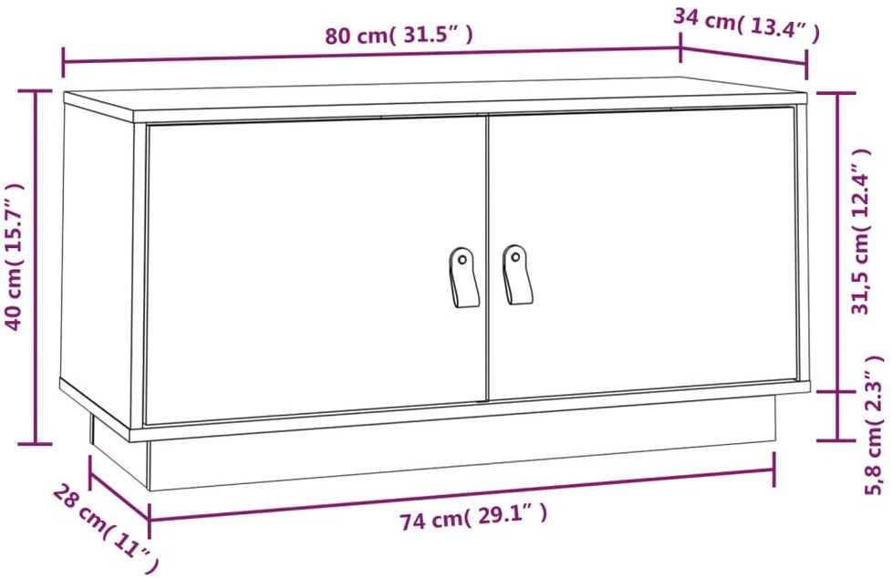 TV staliukas Televizoriaus spintelė, medaus ruda, 80x34x40cm, pušies masyvas