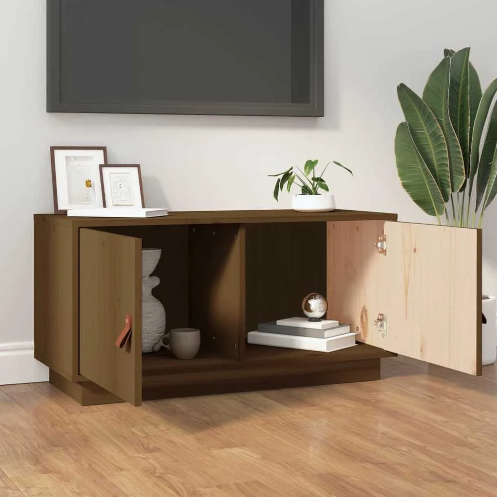 TV staliukas Televizoriaus spintelė, medaus ruda, 80x34x40cm, pušies masyvas
