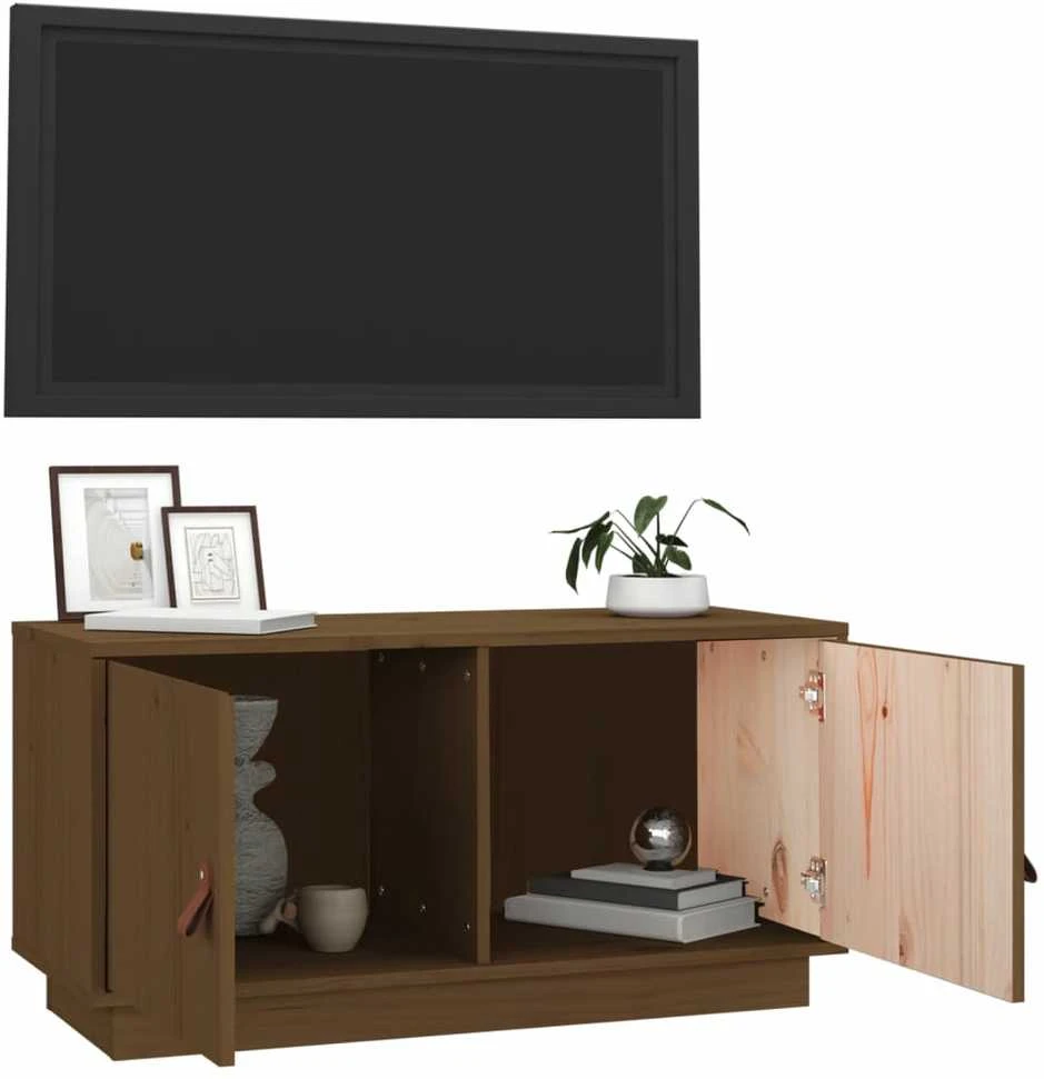 TV staliukas Televizoriaus spintelė, medaus ruda, 80x34x40cm, pušies masyvas