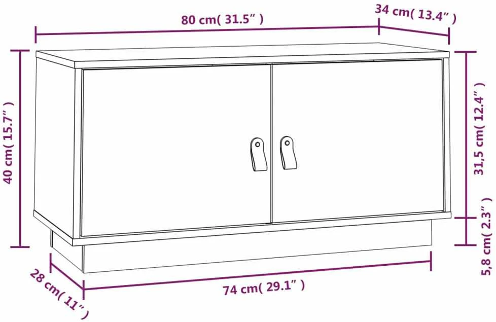 TV staliukas Televizoriaus spintelė, pilka, 80x34x40cm, pušies masyvas