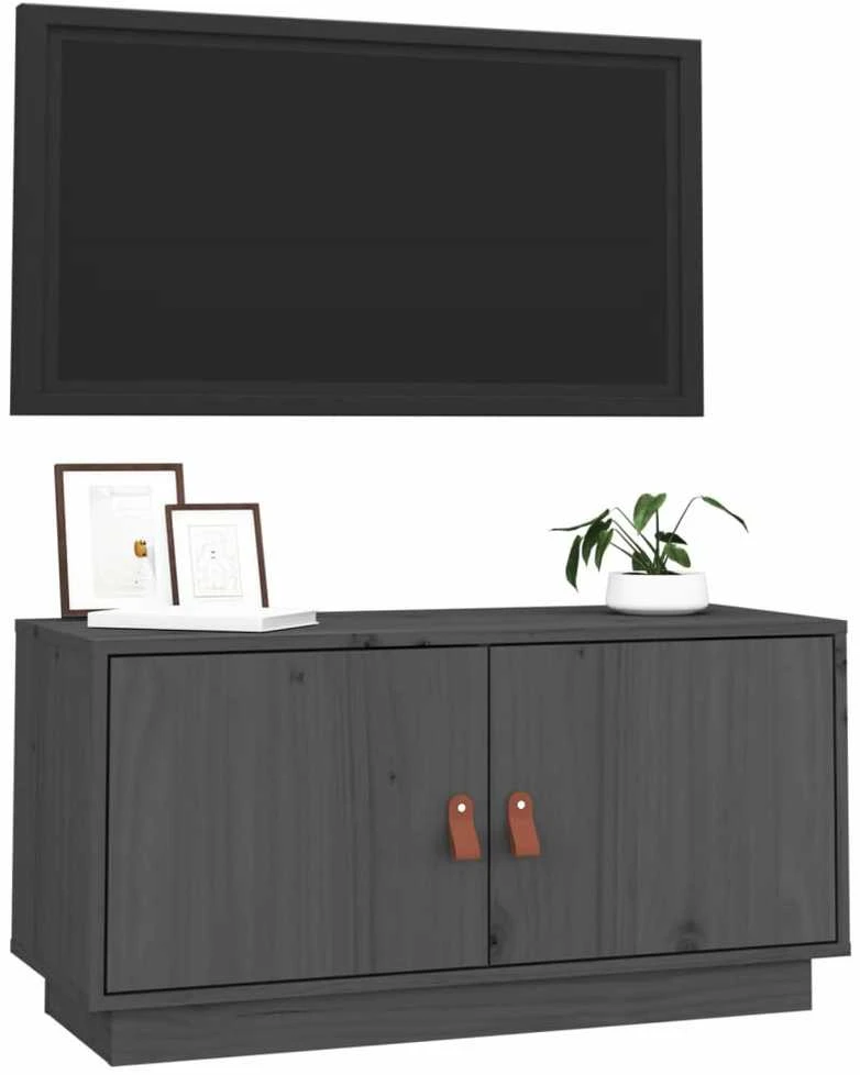 TV staliukas Televizoriaus spintelė, pilka, 80x34x40cm, pušies masyvas