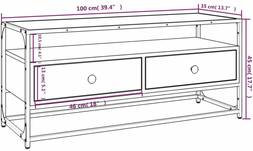 TV staliukas Televizoriaus spintelė, pilka ąžuolo, 100x35x45cm, mediena