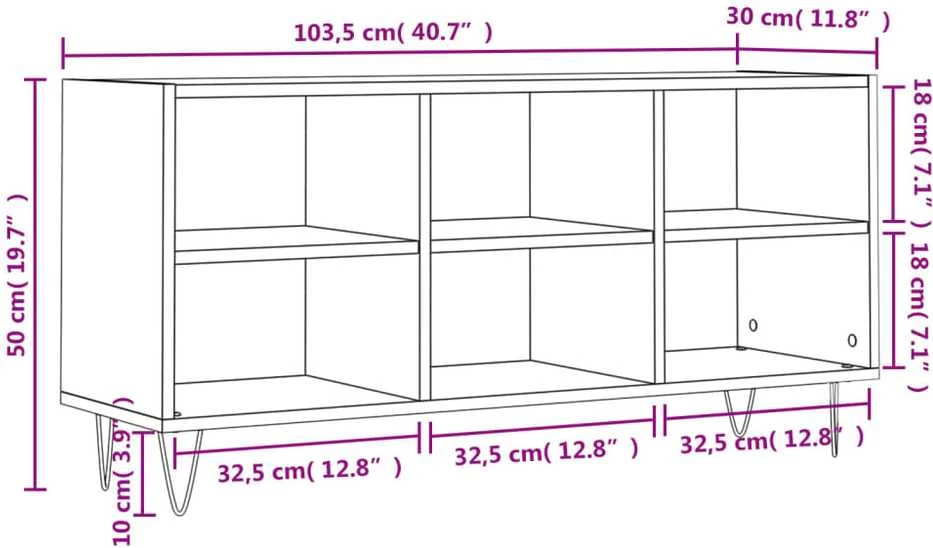 TV staliukas Televizoriaus spintelė, pilka ąžuolo, 103,5x30x50cm, mediena
