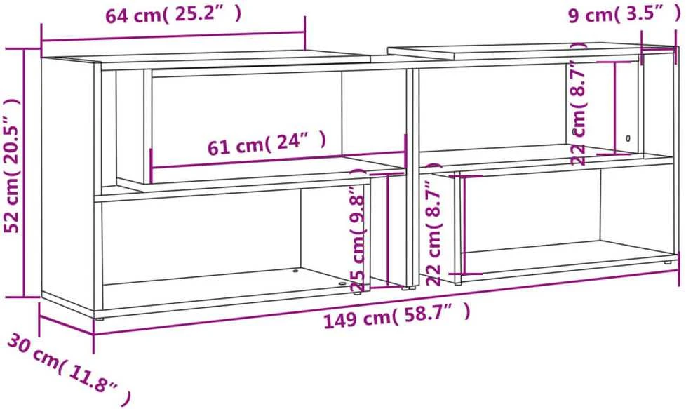 TV staliukas Televizoriaus spintelė, pilka, 149x30x52cm, apdirbta mediena