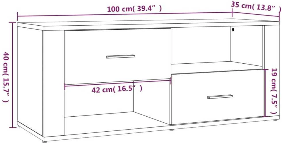 TV staliukas Televizoriaus spintelė, pilka ąžuolo, 100x35x40cm, mediena