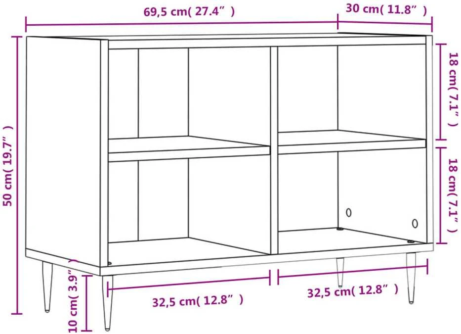 TV staliukas Televizoriaus spintelė, pilka ąžuolo, 69,5x30x50cm, mediena