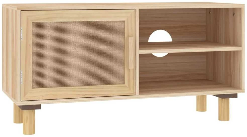 TV staliukas Televizoriaus spintelė, ruda, 80x30x40cm, pušis ir ratanas