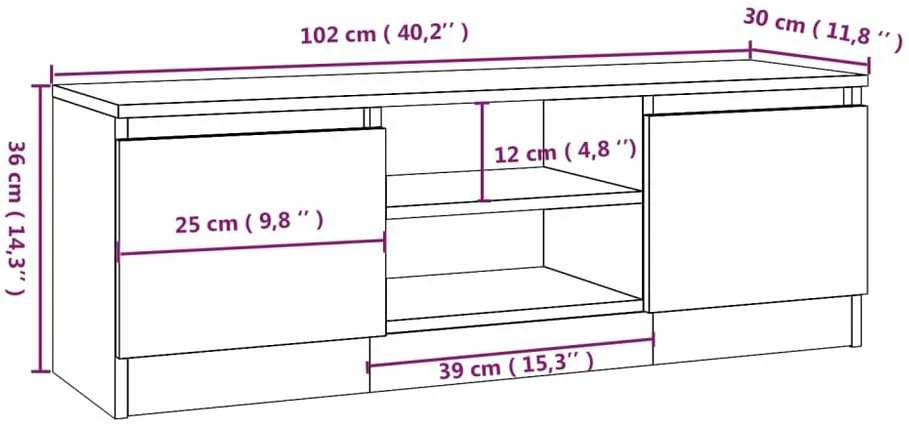 TV staliukas Televizoriaus spintelė su durelėmis, ąžuolo, 102x30x36cm
