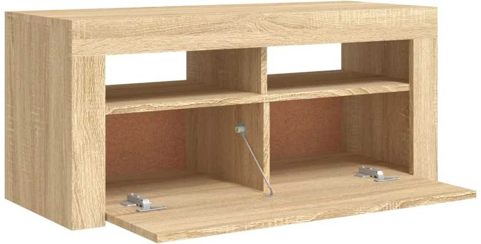 TV staliukas Televizoriaus spintelė su LED apšvietimu, ąžuolo, 90x35x40cm