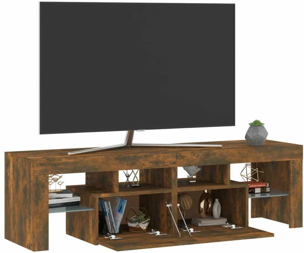 TV staliukas Televizoriaus spintelė su LED, dūminio ąžuolo, 140x36,5x40cm