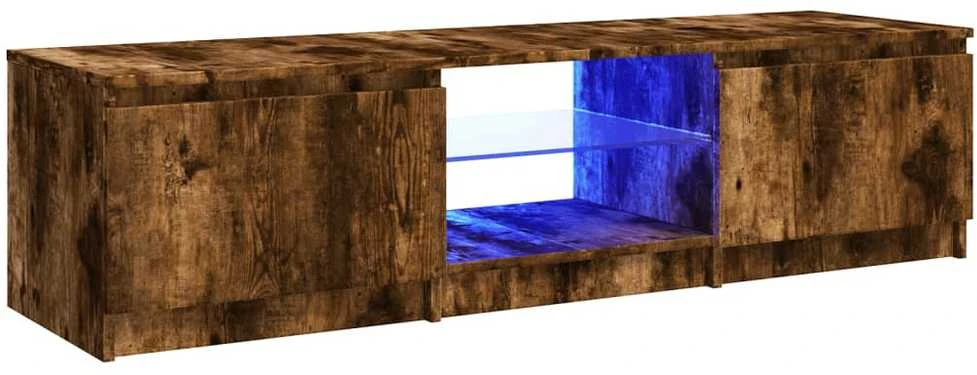 TV staliukas Televizoriaus spintelė su LED, dūminio ąžuolo, 140x40x35,5cm