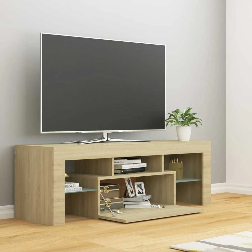 TV staliukas Televizoriaus spintelė su LED apšvietimu, ąžuolo, 120x35x40cm