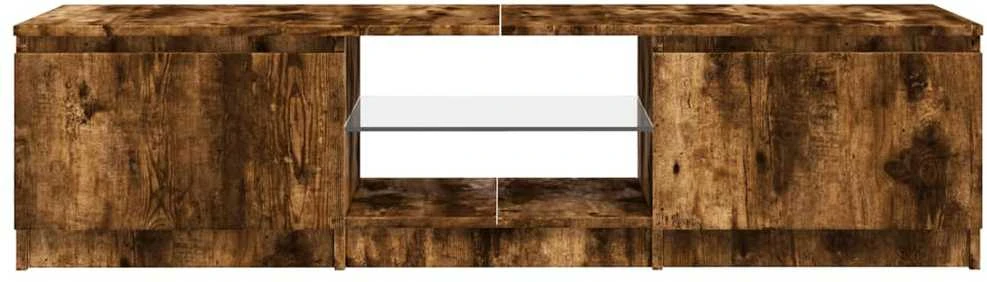 TV staliukas Televizoriaus spintelė su LED, dūminio ąžuolo, 140x40x35,5cm