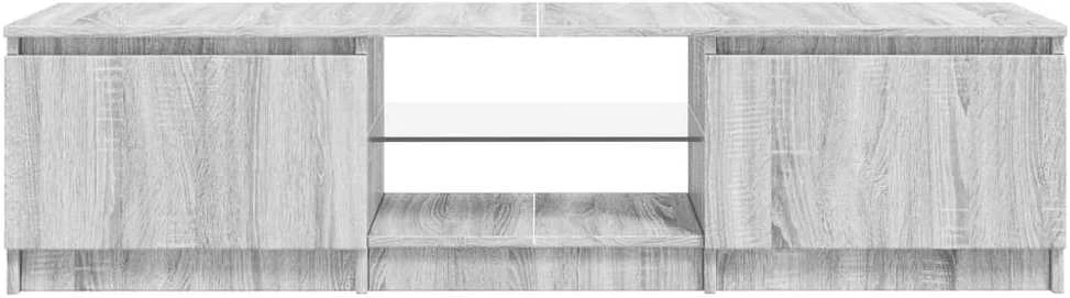 TV staliukas Televizoriaus spintelė su LED, pilka ąžuolo, 140x40x35,5cm