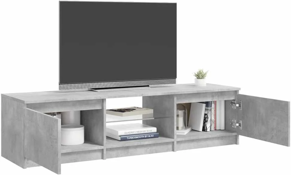 TV staliukas Televizoriaus spintelė su LED, betono pilka, 140x40x35,5cm