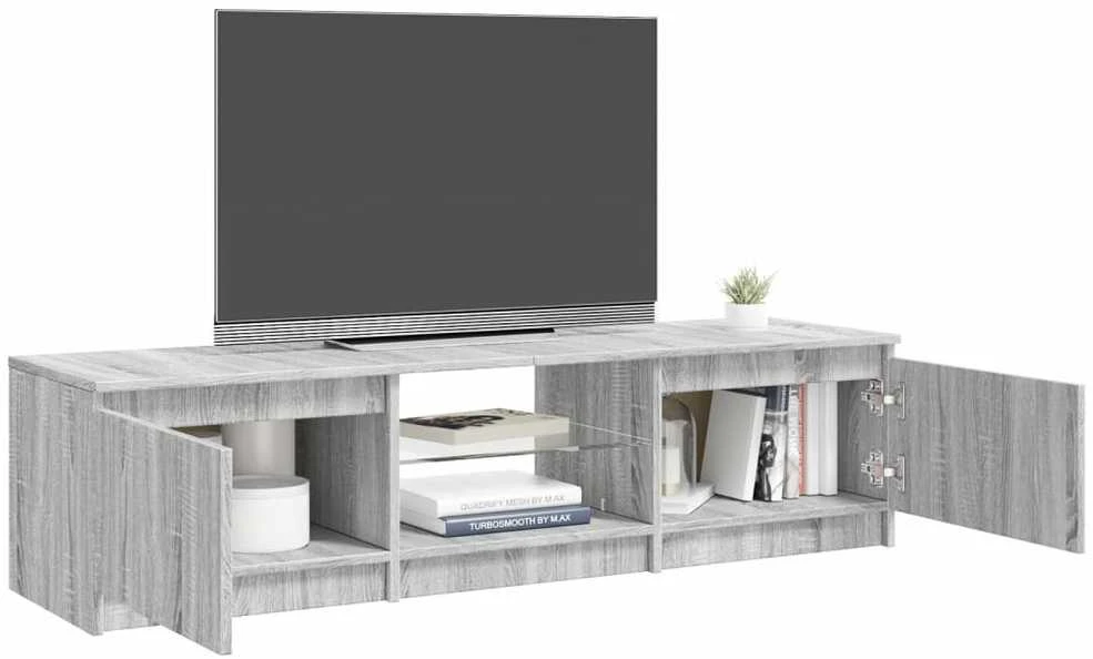TV staliukas Televizoriaus spintelė su LED, pilka ąžuolo, 140x40x35,5cm