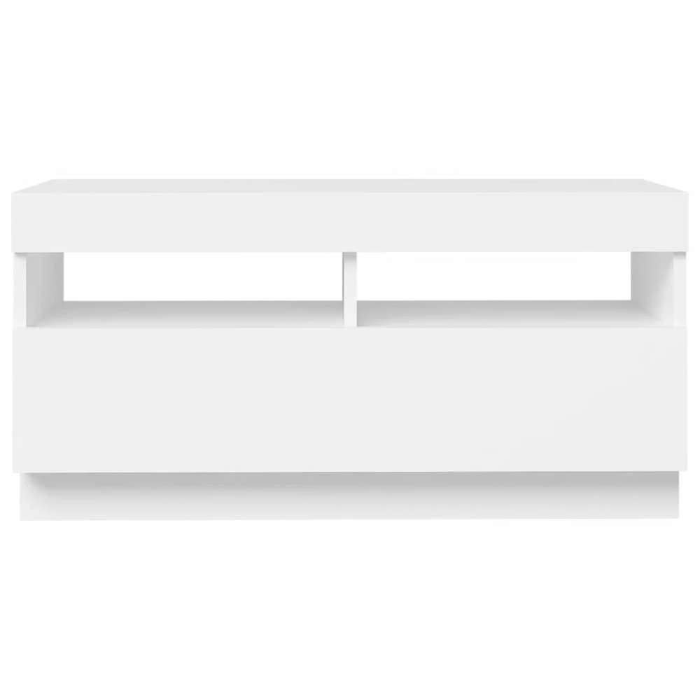 TV staliukas Televizoriaus spintelė su LED apšvietimu, balta, 80x35x40cm