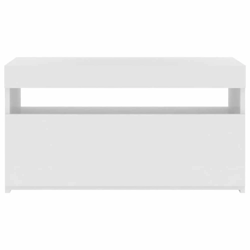 TV staliukas Televizoriaus spintelė su LED, balta, 75x35x40cm, blizgi