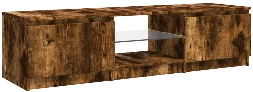 TV staliukas Televizoriaus spintelė su LED, dūminio ąžuolo, 140x40x35,5cm
