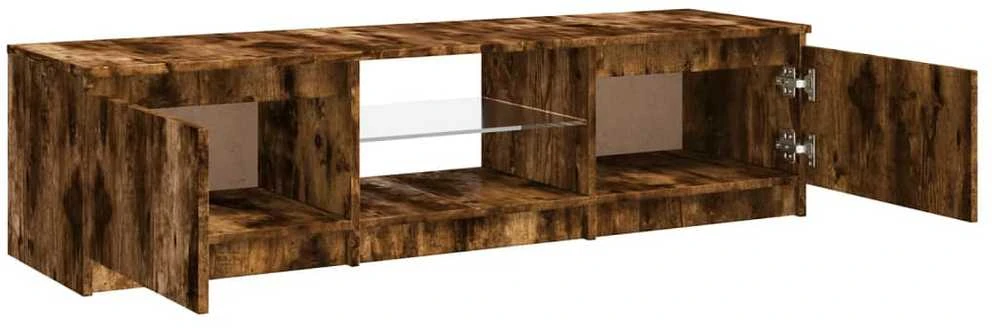 TV staliukas Televizoriaus spintelė su LED, dūminio ąžuolo, 140x40x35,5cm
