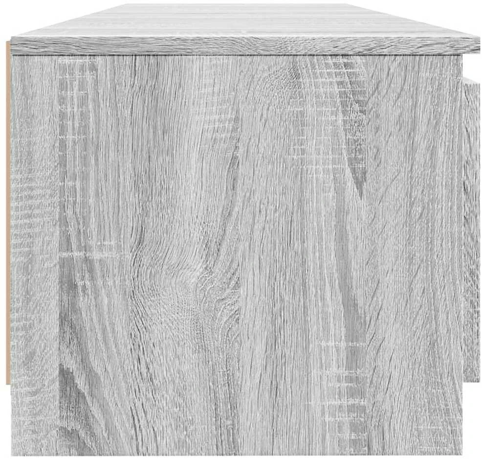 TV staliukas Televizoriaus spintelė su LED, pilka ąžuolo, 140x40x35,5cm