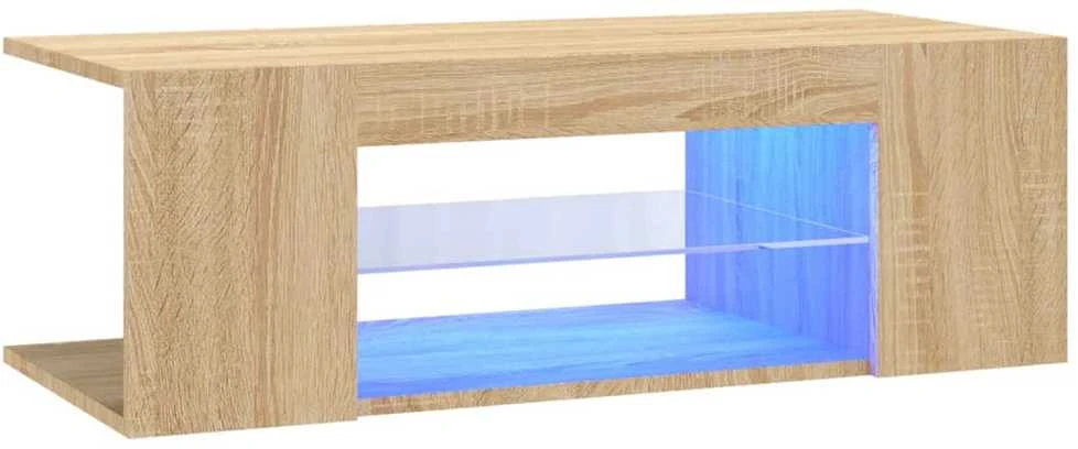 TV staliukas Televizoriaus spintelė su LED apšvietimu, ąžuolo, 90x39x30cm