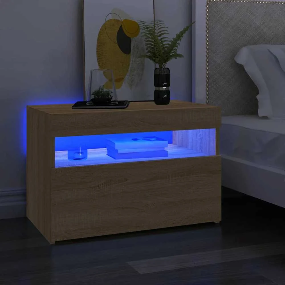Televizoriaus spintelė su LED apšvietimu, ąžuolo, 60x35x40cm