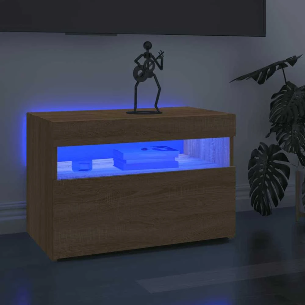 Televizoriaus spintelė su LED apšvietimu, ąžuolo, 60x35x40cm
