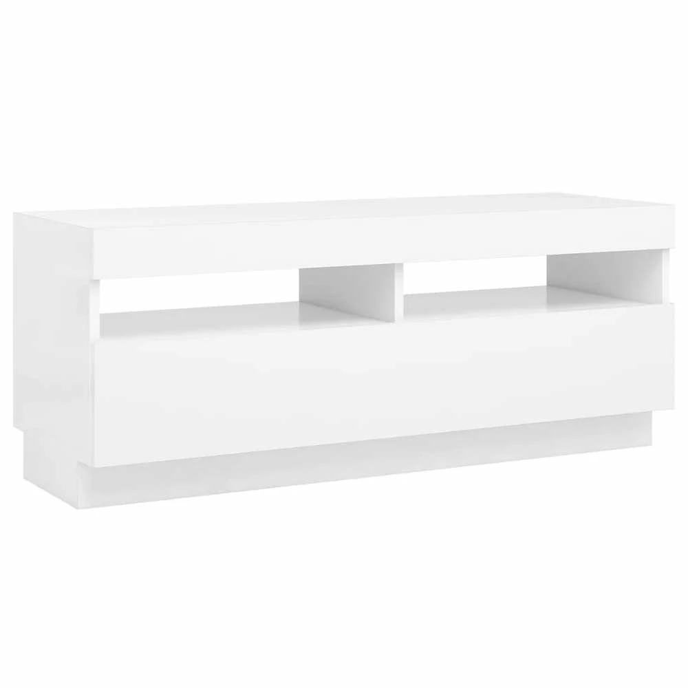 TV staliukas Televizoriaus spintelė su LED apšvietimu, balta, 100x35x40cm