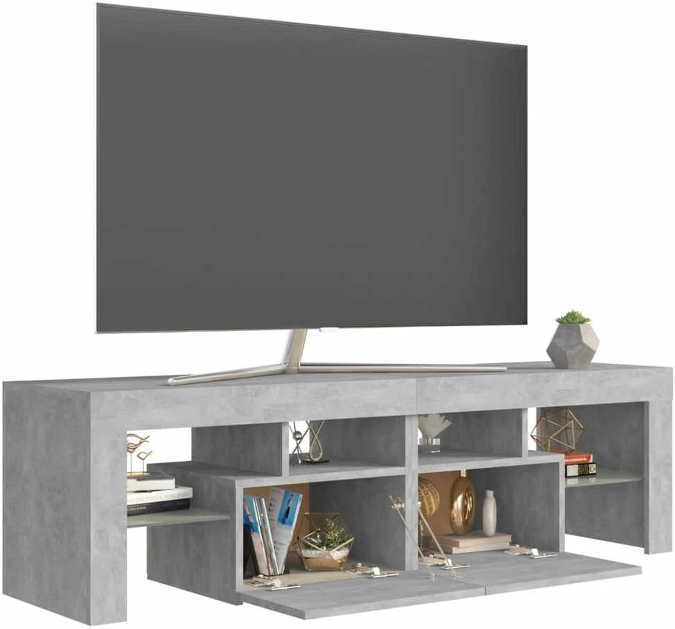 TV staliukas Televizoriaus spintelė su LED, betono pilka, 140x36,5x40cm