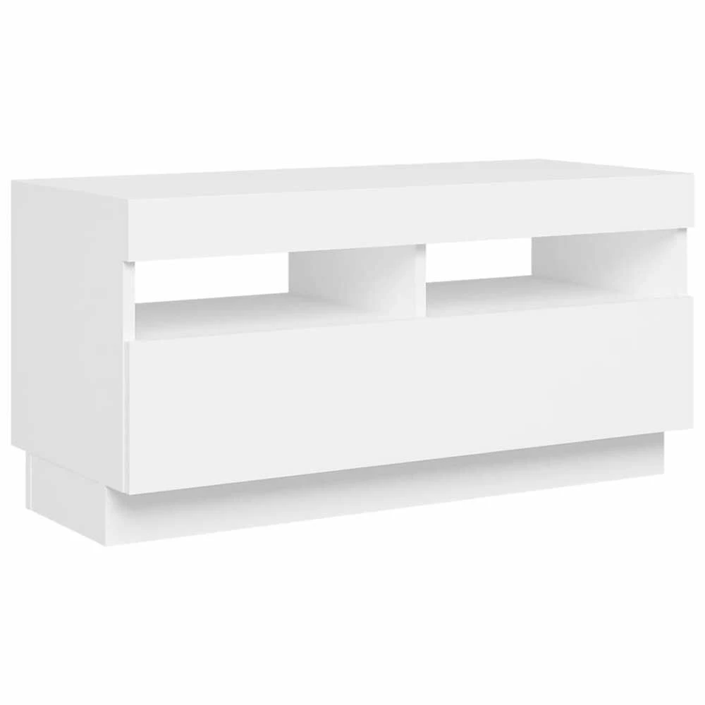 TV staliukas Televizoriaus spintelė su LED apšvietimu, balta, 80x35x40cm
