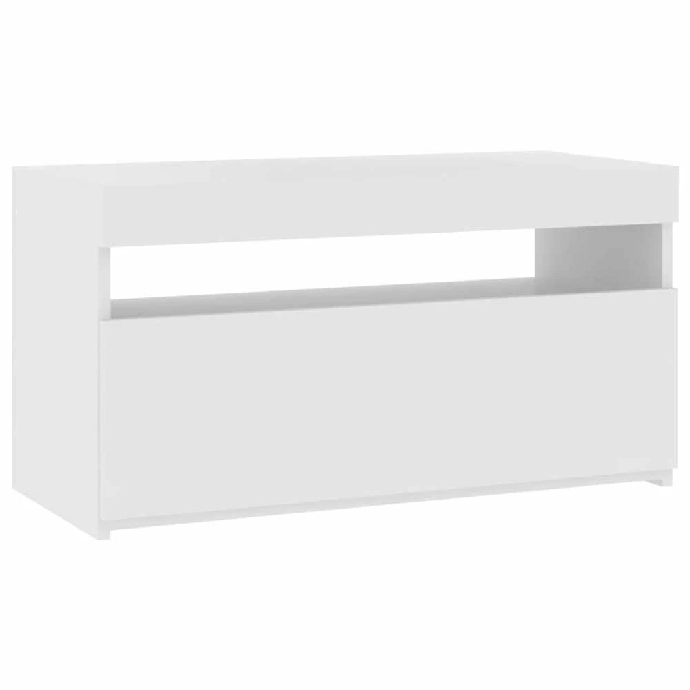 TV staliukas Televizoriaus spintelė su LED, balta, 75x35x40cm, blizgi