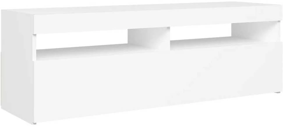 TV staliukas Televizoriaus spintelė su LED apšvietimu, balta, 120x35x40cm