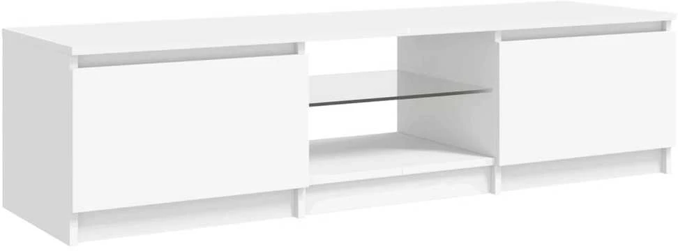 TV staliukas Televizoriaus spintelė su LED apšvietimu, balta, 140x40x35,5cm