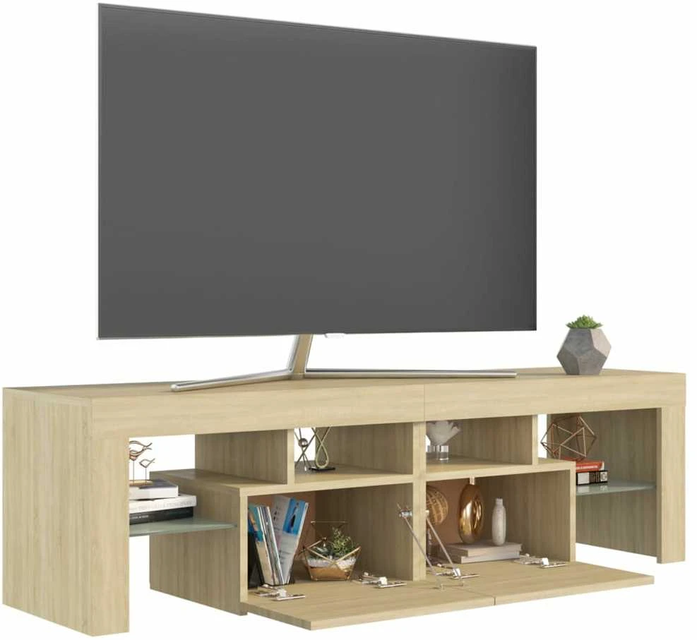TV staliukas Televizoriaus spintelė su LED, sonoma ąžuolo, 140x36,5x40cm