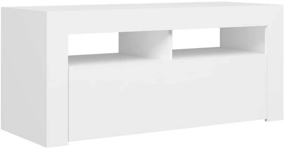 TV staliukas Televizoriaus spintelė su LED apšvietimu, balta, 90x35x40cm