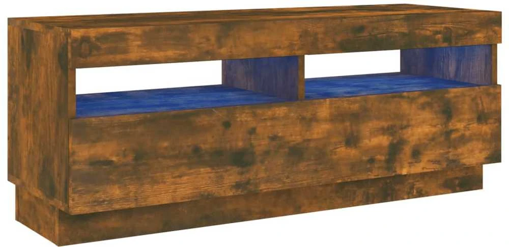 TV staliukas Televizoriaus spintelė su LED, dūminio ąžuolo, 100x35x40cm