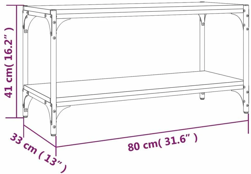 TV staliukas TV spintelė, pilka ąžuolo, 80x33x41cm, mediena ir plienas